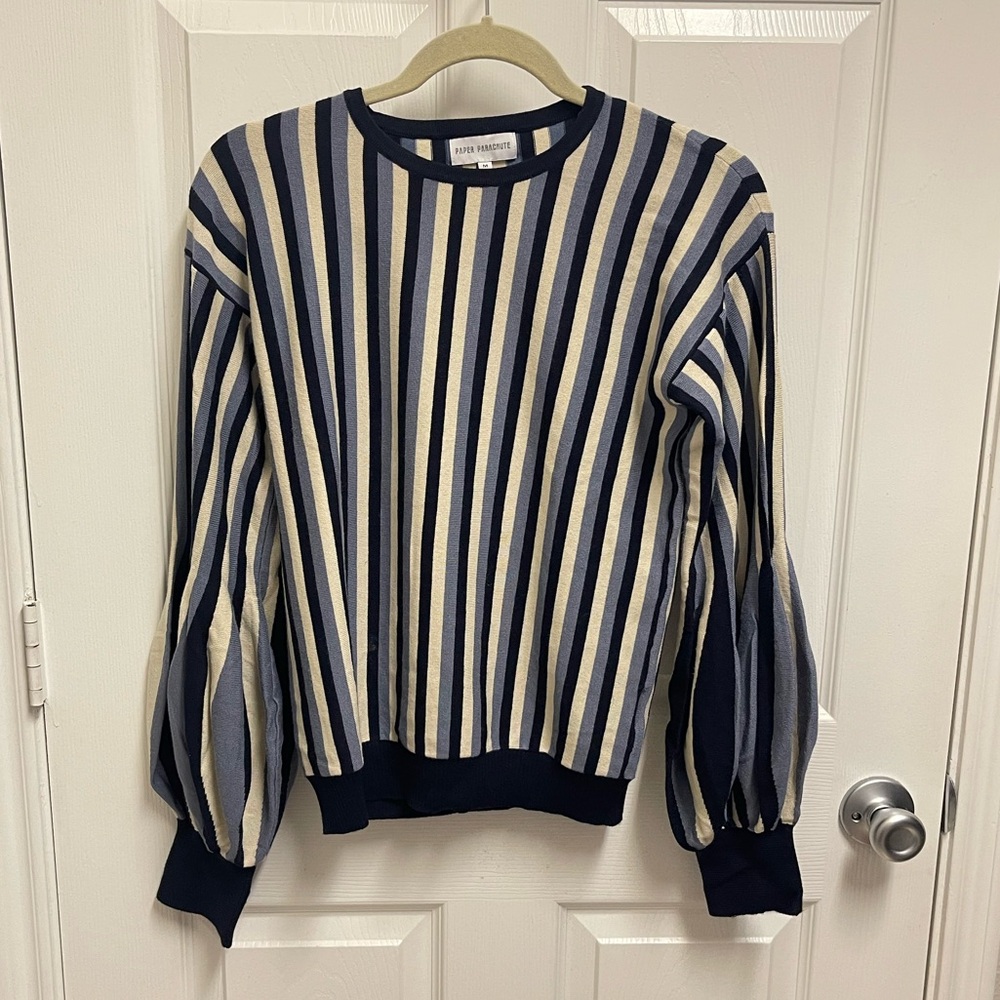 Paper Parachute Striped Balloon Sleeve Sweater